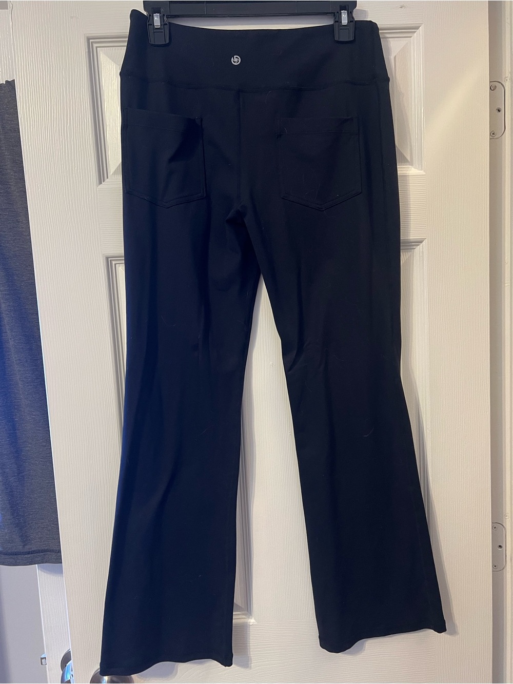 Black Flare Work Pants with Back Pockets